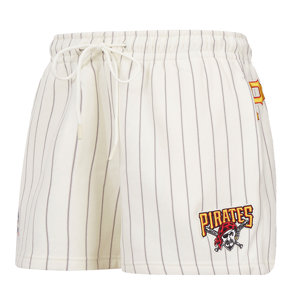 MLB PITTSBURGH PIRATES PINSTRIPE RETRO CLASSIC WOMEN'S FLC SHORT (EGGSHELL/ GREY)