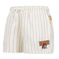 MLB PITTSBURGH PIRATES PINSTRIPE RETRO CLASSIC WOMEN'S FLC SHORT (EGGSHELL/ GREY)