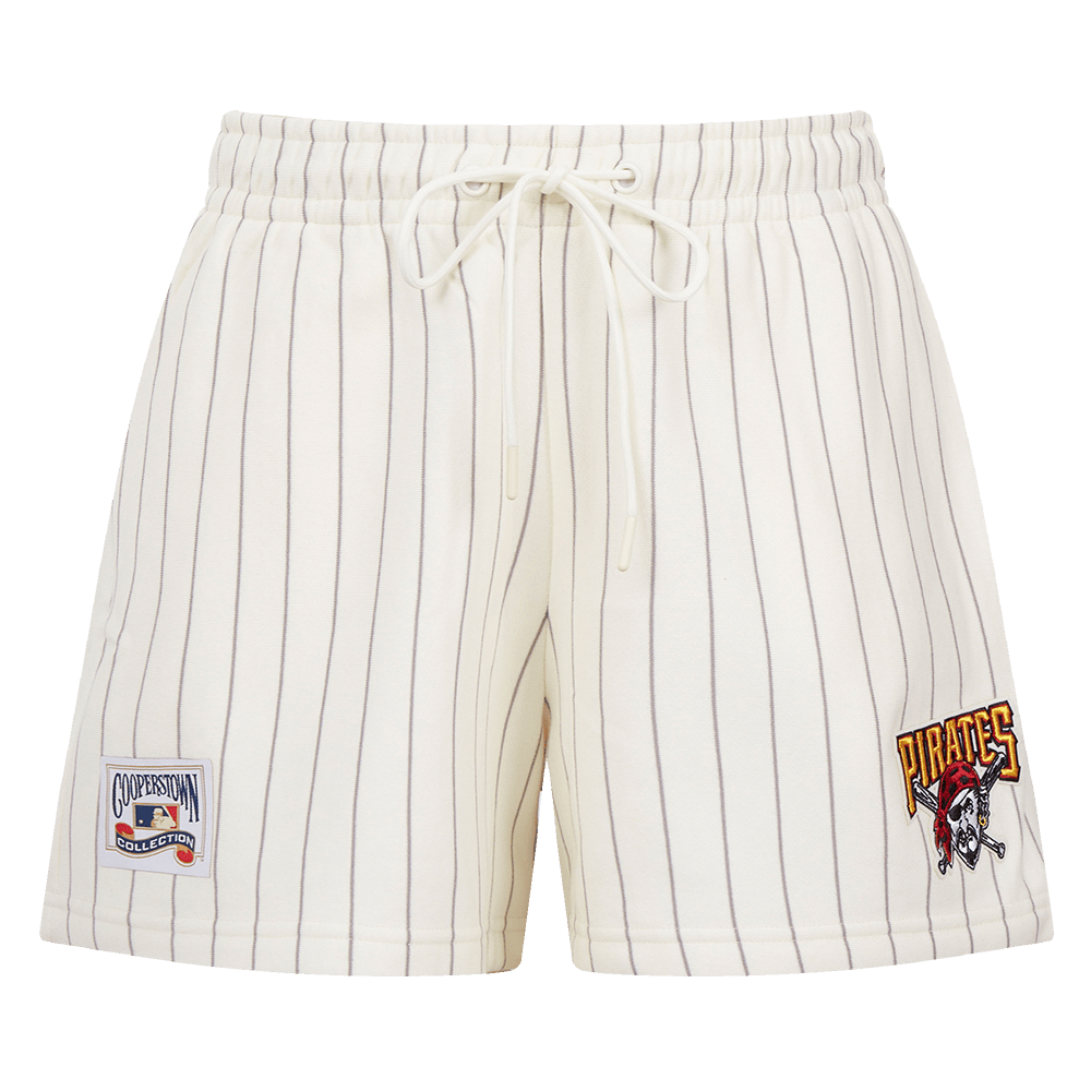 MLB PITTSBURGH PIRATES PINSTRIPE RETRO CLASSIC WOMEN'S FLC SHORT (EGGSHELL/ GREY)