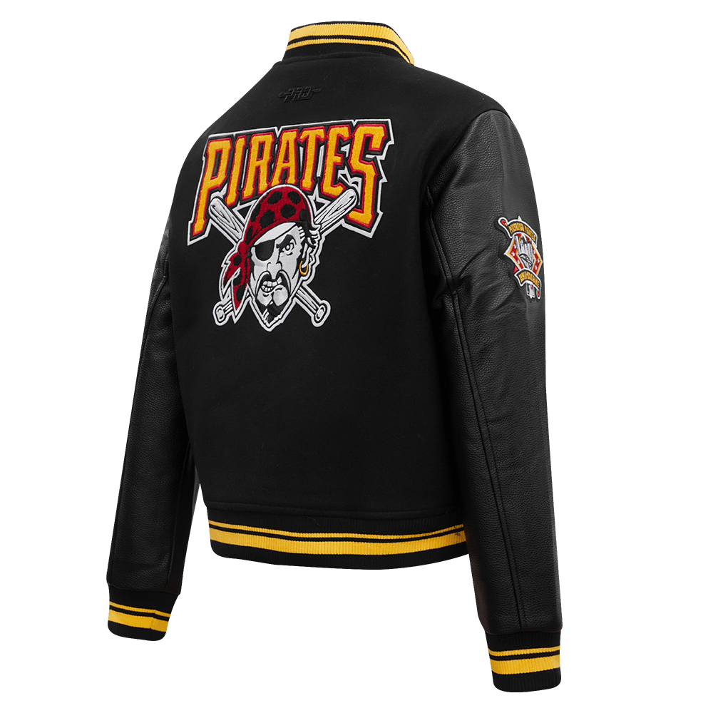 MLB PITTSBURGH PIRATES RETRO CLASSIC WOMEN'S RIB WOOL VARSITY JACKET (BLACK/YELLOW)