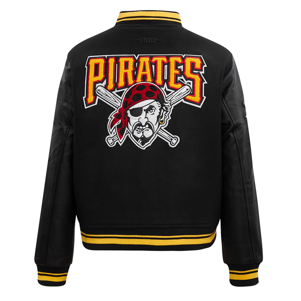 MLB PITTSBURGH PIRATES RETRO CLASSIC WOMEN'S RIB WOOL VARSITY JACKET (BLACK/YELLOW)