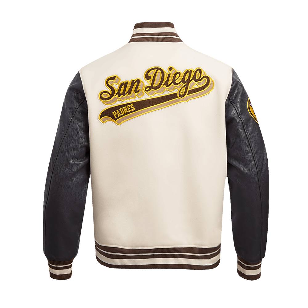 CHAQUETA UNIVERSITARIA RETRO CLÁSICA DE LANA ACANALADA PARA MUJER MLB PIRATAS DE PITTSBURGH (BLANCO HUESO/ NEGRO)