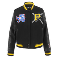 MLB PITTSBURGH PIRATES MASHUP WOMEN'S RIB WOOL VARSITY JACKET (BLACK/YELLOW)