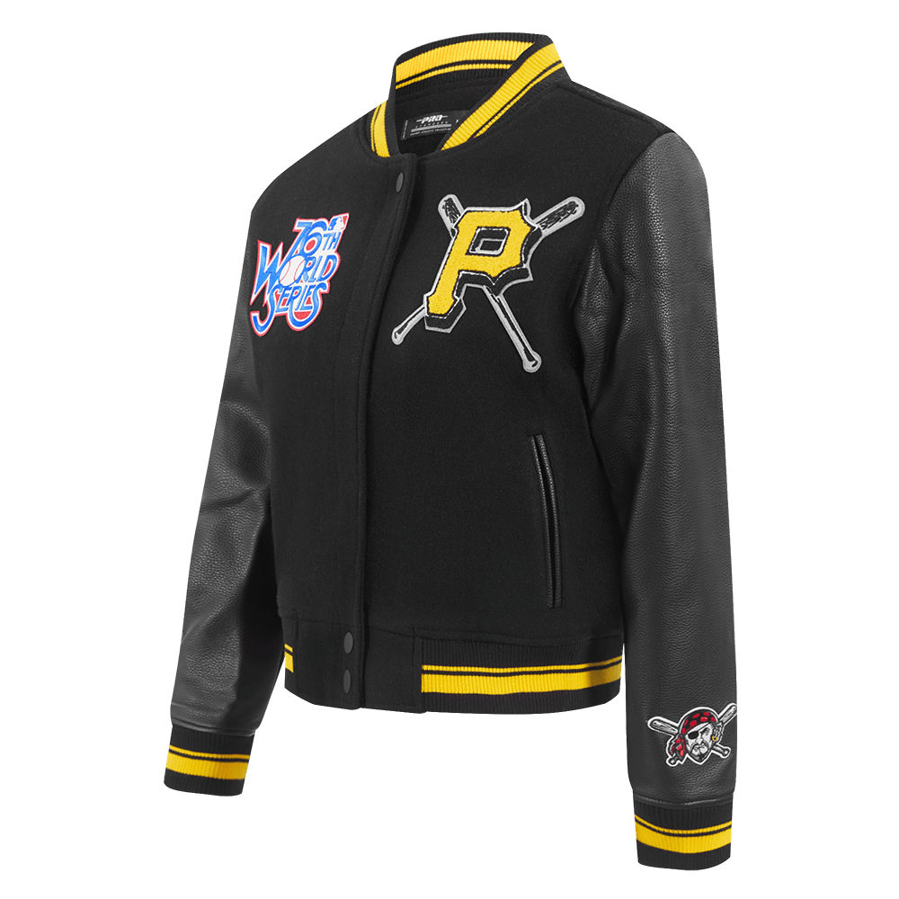 MLB PITTSBURGH PIRATES MASHUP WOMEN'S RIB WOOL VARSITY JACKET (BLACK/YELLOW)