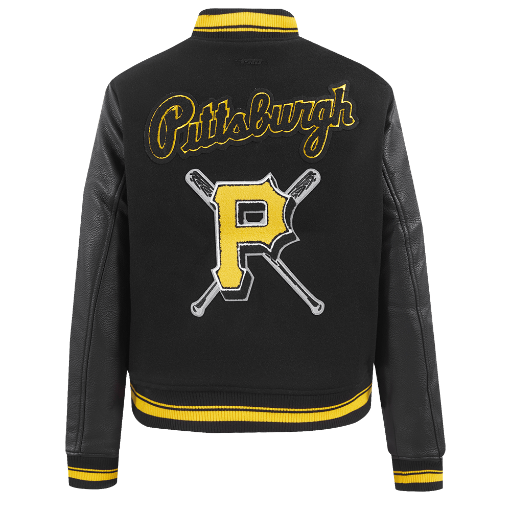 MLB PITTSBURGH PIRATES MASHUP WOMEN'S RIB WOOL VARSITY JACKET (BLACK/YELLOW)
