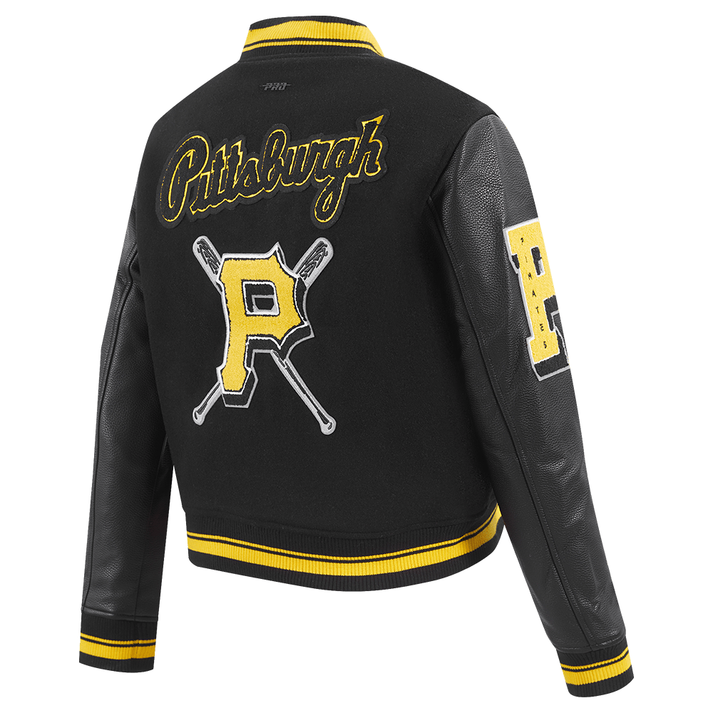 MLB PITTSBURGH PIRATES MASHUP WOMEN'S RIB WOOL VARSITY JACKET (BLACK/YELLOW)