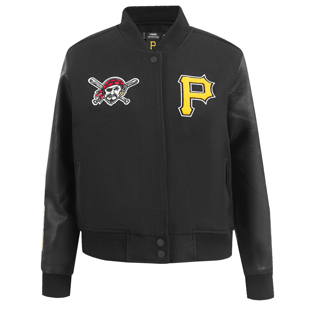 MLB PITTSBURG PIRATES CLASSIC WOMEN'S WOOL VARSITY JACKET (JET BLACK)