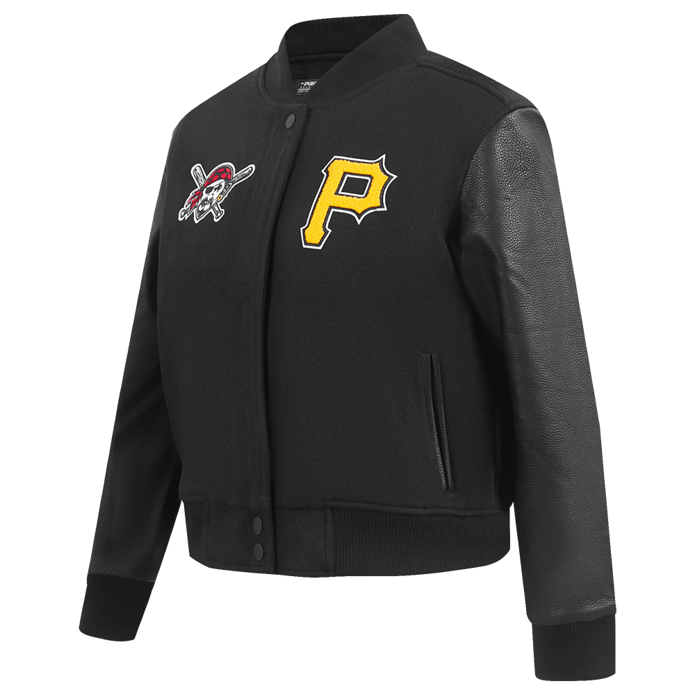 MLB PITTSBURG PIRATES CLASSIC WOMEN'S WOOL VARSITY JACKET (JET BLACK)