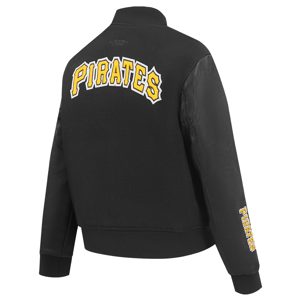 MLB PITTSBURG PIRATES CLASSIC WOMEN'S WOOL VARSITY JACKET (JET BLACK)