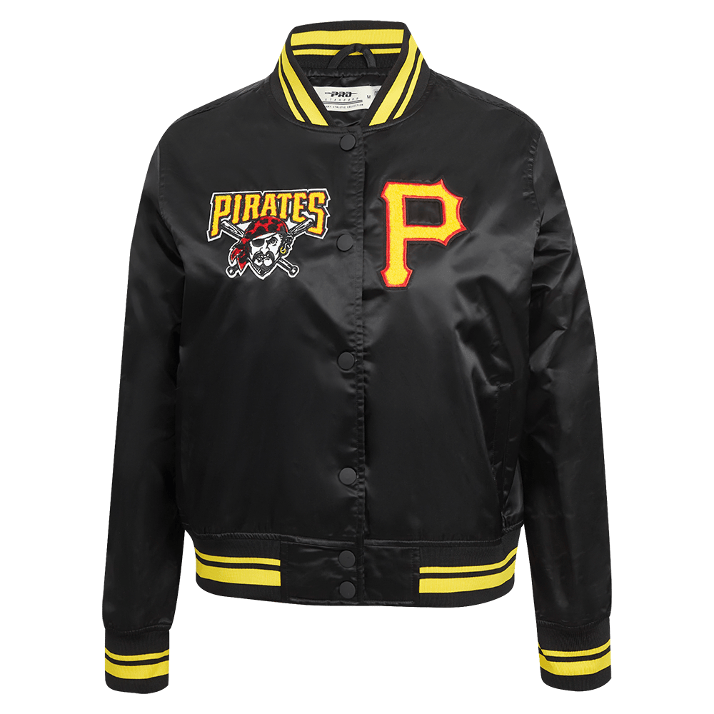MLB PITTSBURGH PIRATES RETRO CLASSIC WOMEN'S RIB SATIN JACKET (BLACK/YELLOW)