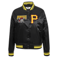 MLB PITTSBURGH PIRATES RETRO CLASSIC WOMEN'S RIB SATIN JACKET (BLACK/YELLOW)