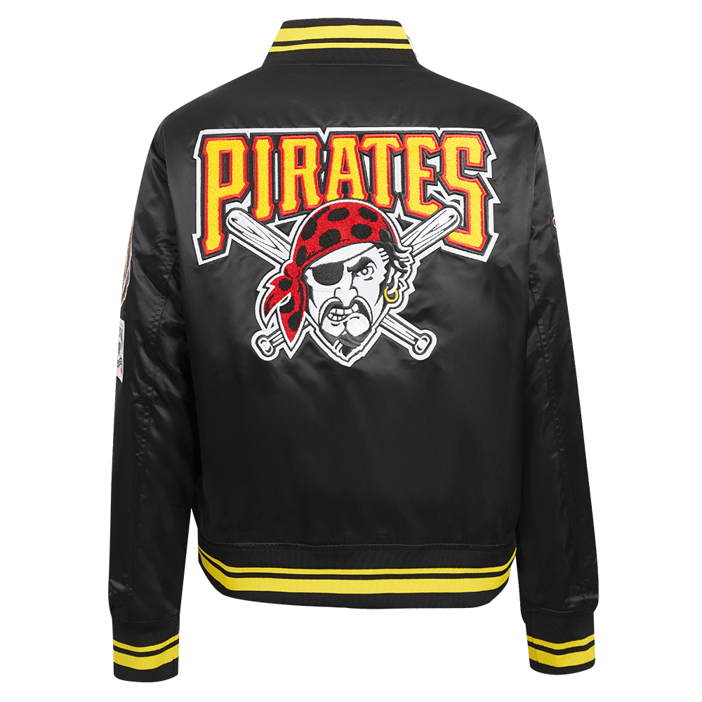 MLB PITTSBURGH PIRATES RETRO CLASSIC WOMEN'S RIB SATIN JACKET (BLACK/YELLOW)