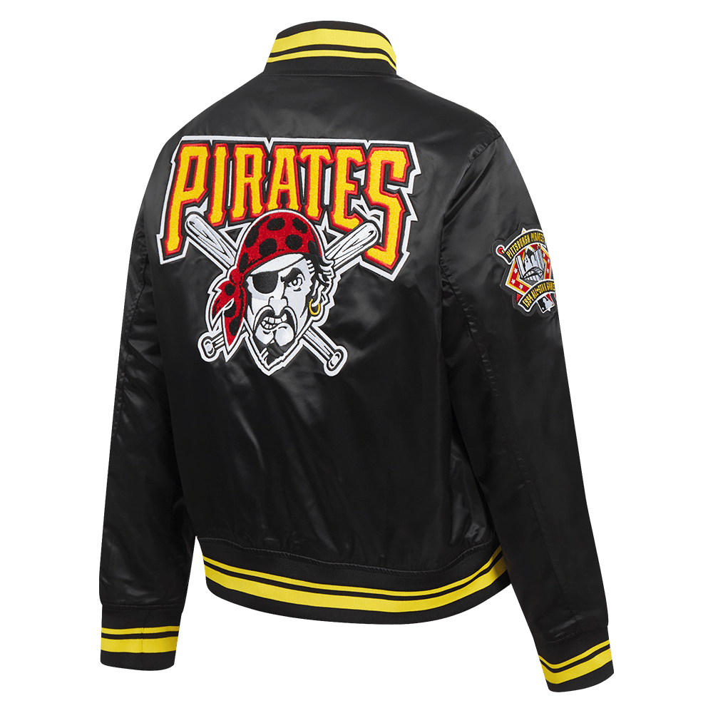 MLB PITTSBURGH PIRATES RETRO CLASSIC WOMEN'S RIB SATIN JACKET (BLACK/YELLOW)