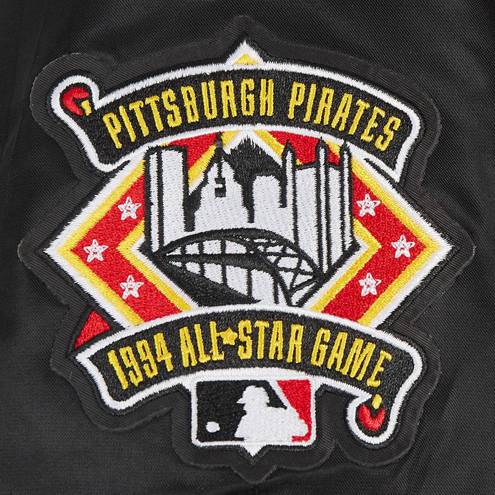MLB PITTSBURGH PIRATES RETRO CLASSIC WOMEN'S RIB SATIN JACKET (BLACK/YELLOW)