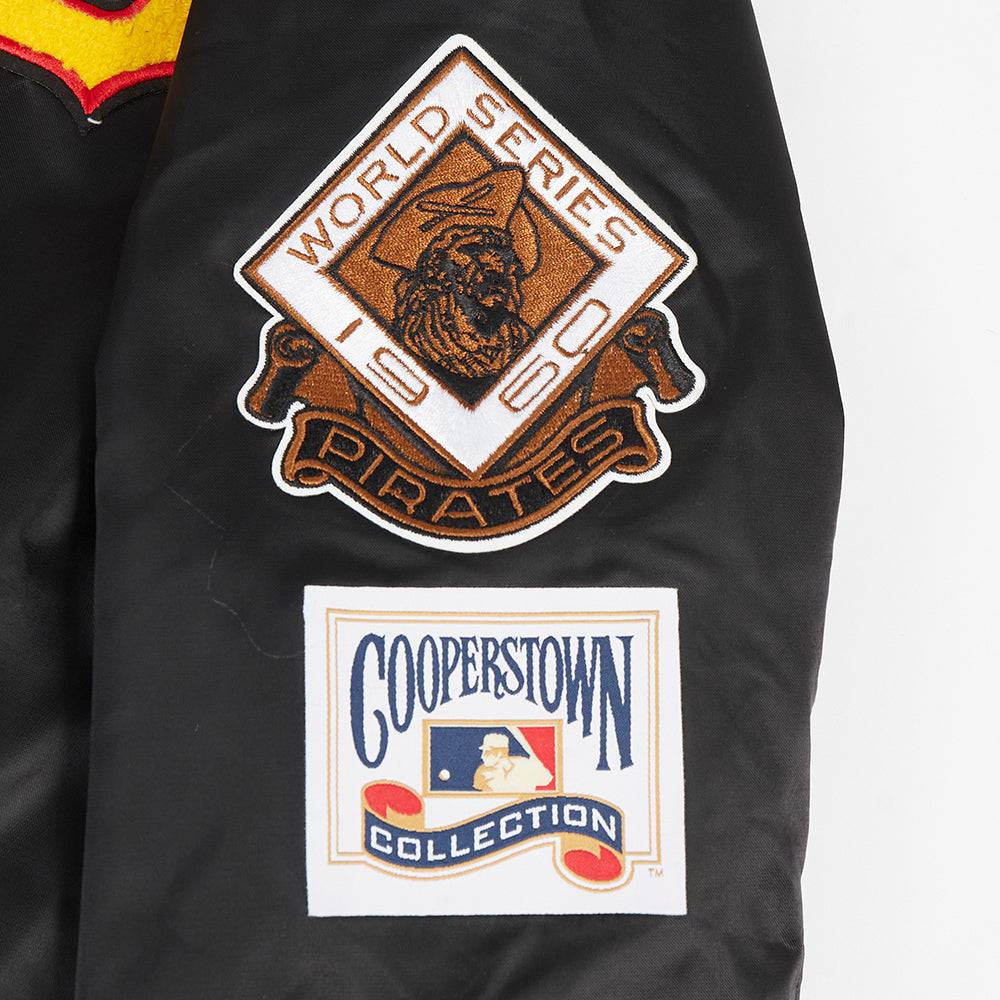 MLB PITTSBURGH PIRATES RETRO CLASSIC WOMEN'S RIB SATIN JACKET (BLACK/YELLOW)