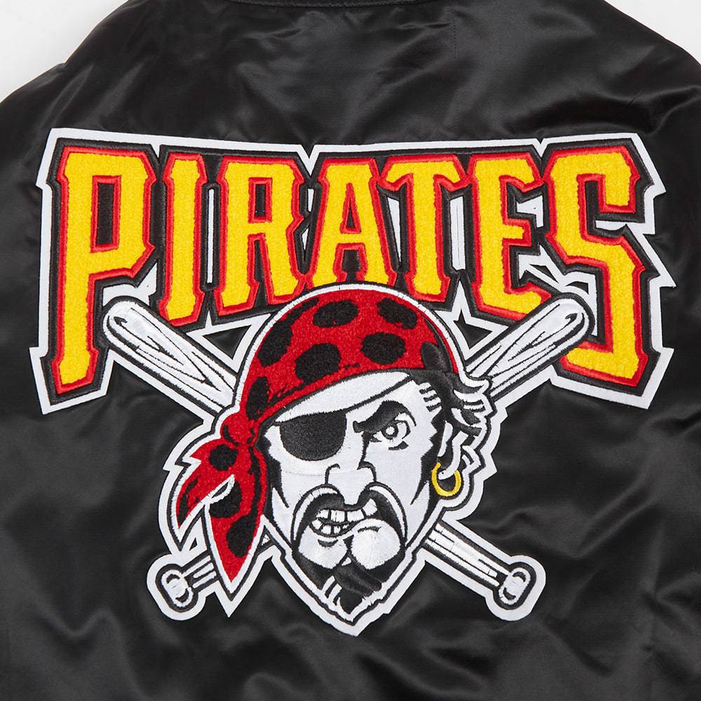 MLB PITTSBURGH PIRATES RETRO CLASSIC WOMEN'S RIB SATIN JACKET (BLACK/YELLOW)