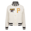 MLB PITTSBURGH PIRATES RETRO CLASSIC WOMEN'S RIB SATIN JACKET (EGGSHELL/ BLACK)