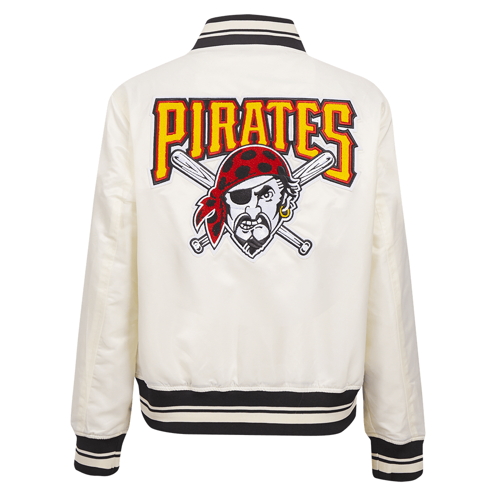 MLB PITTSBURGH PIRATES RETRO CLASSIC WOMEN'S RIB SATIN JACKET (EGGSHELL/ BLACK)