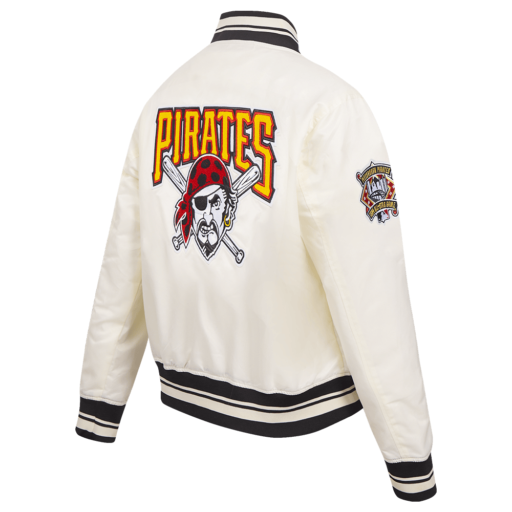 MLB PITTSBURGH PIRATES RETRO CLASSIC WOMEN'S RIB SATIN JACKET (EGGSHELL/ BLACK)