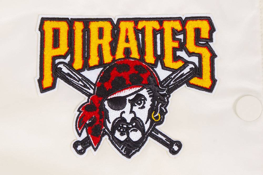 MLB PITTSBURGH PIRATES RETRO CLASSIC WOMEN'S RIB SATIN JACKET (EGGSHELL/ BLACK)