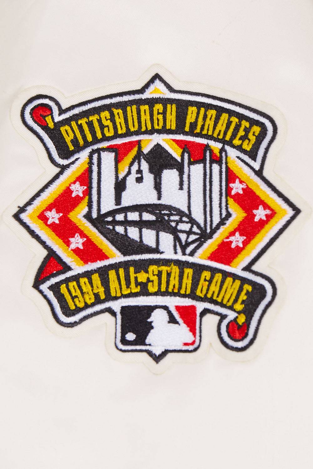 MLB PITTSBURGH PIRATES RETRO CLASSIC WOMEN'S RIB SATIN JACKET (EGGSHELL/ BLACK)
