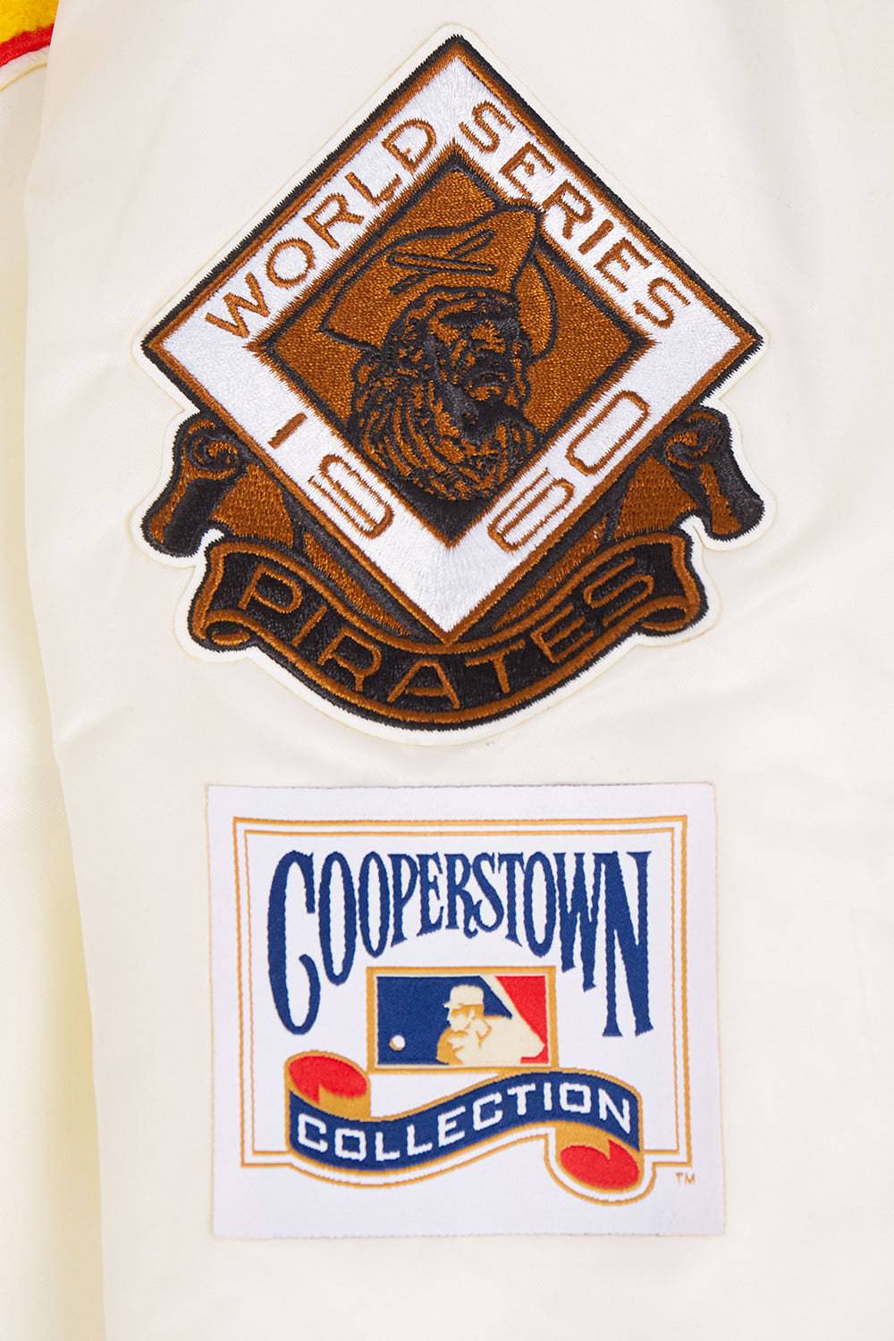 MLB PITTSBURGH PIRATES RETRO CLASSIC WOMEN'S RIB SATIN JACKET (EGGSHELL/ BLACK)