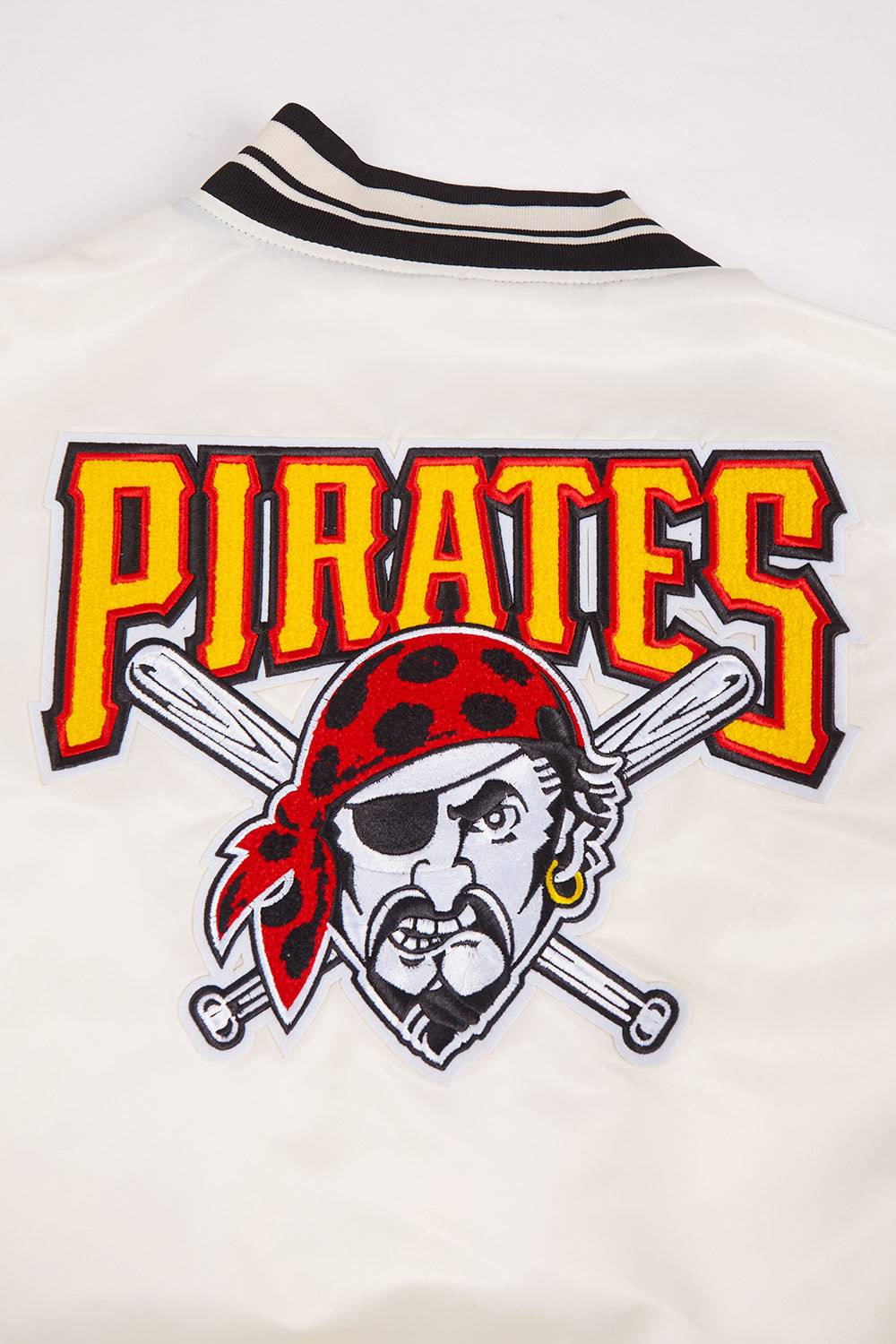 MLB PITTSBURGH PIRATES RETRO CLASSIC WOMEN'S RIB SATIN JACKET (EGGSHELL/ BLACK)