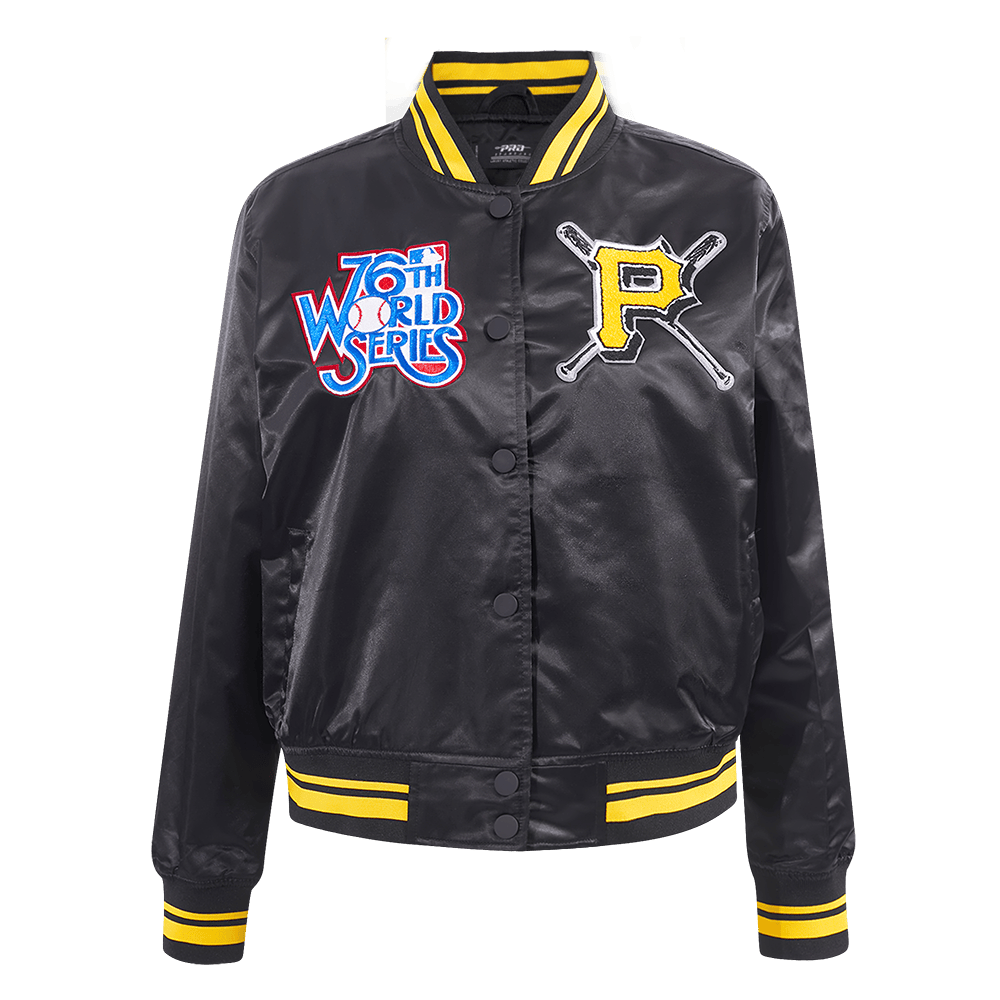 MLB PITTSBURGH PIRATES MASHUP WOMEN'S RIB SATIN JACKET (BLACK/YELLOW)