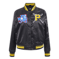MLB PITTSBURGH PIRATES MASHUP WOMEN'S RIB SATIN JACKET (BLACK/YELLOW)