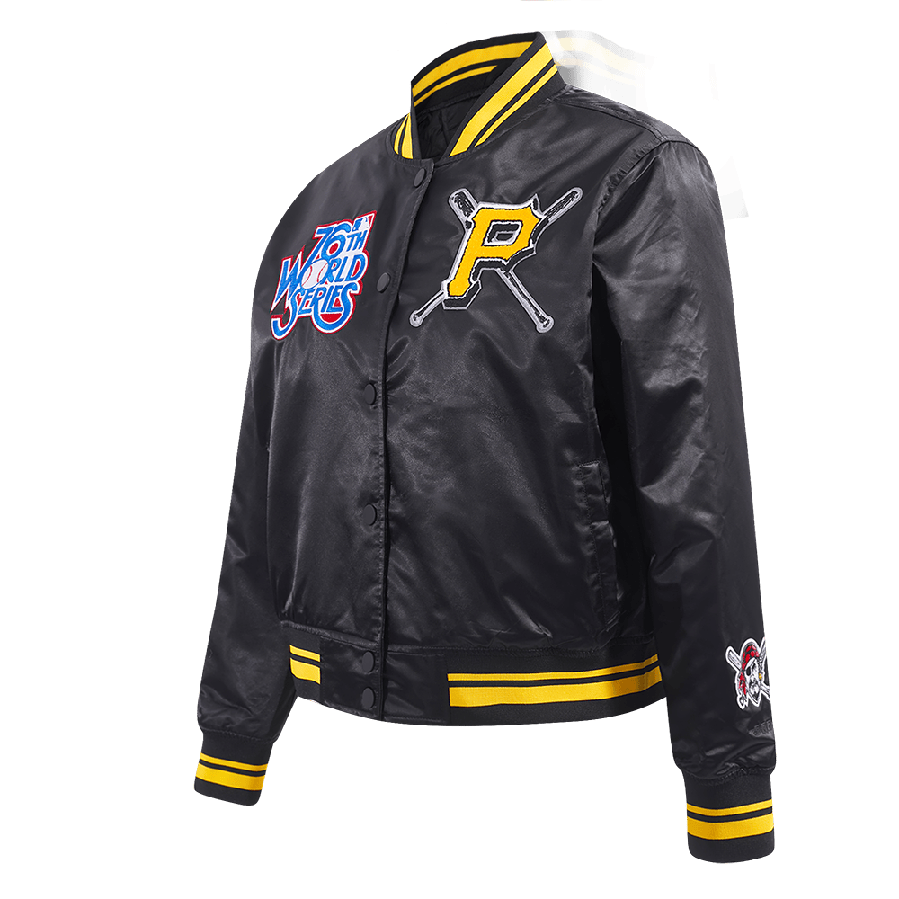 MLB PITTSBURGH PIRATES MASHUP WOMEN'S RIB SATIN JACKET (BLACK/YELLOW)