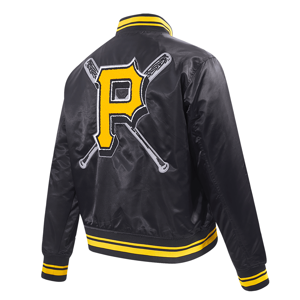 MLB PITTSBURGH PIRATES MASHUP WOMEN'S RIB SATIN JACKET (BLACK/YELLOW)