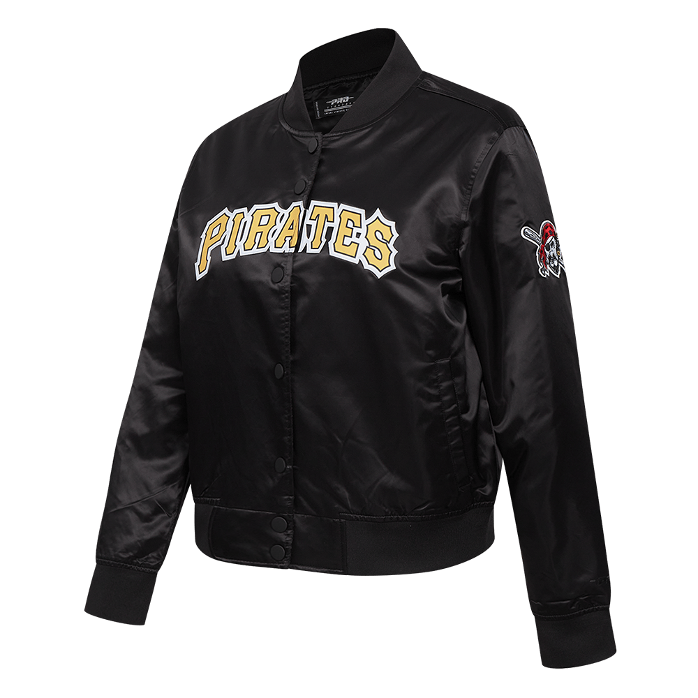 MLB PITTSBURG PIRATES CLASSIC WOMEN'S SATIN JACKET (BLACK)