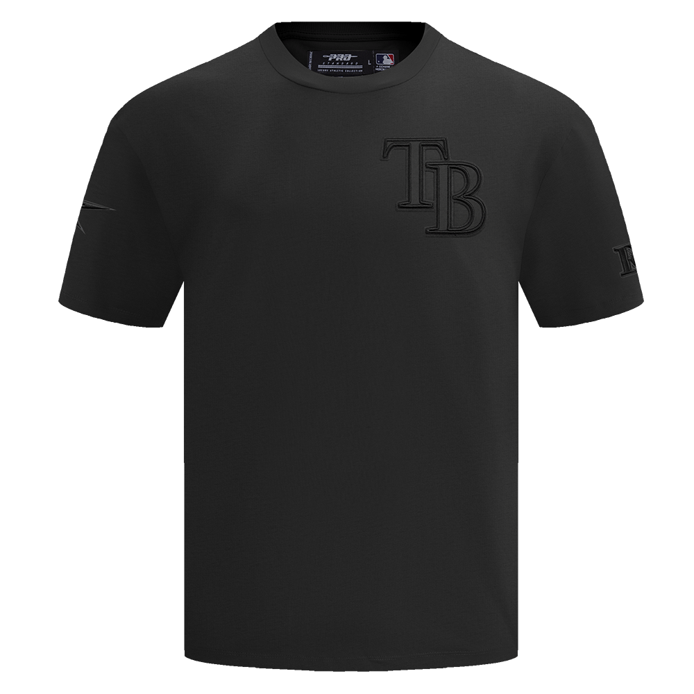 CAMISETA NEUTRA PARA HOMBRE MLB TAMPA BAY RAYS DE HOMBROS CAÍDOS (NEGRA)