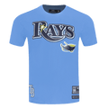 MLB TAMPA BAY RAYS CLASSIC MESH MEN'S SINGLE JERSEY STRIPED TOP (UNIVERSITY BLUE)