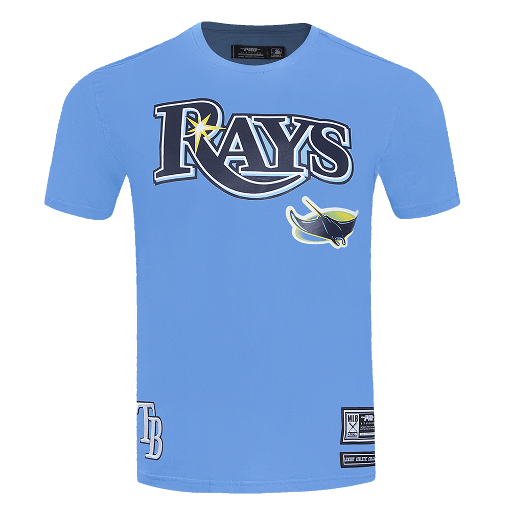 MLB TAMPA BAY RAYS CLASSIC MESH MEN'S SINGLE JERSEY STRIPED TOP (UNIVERSITY BLUE)