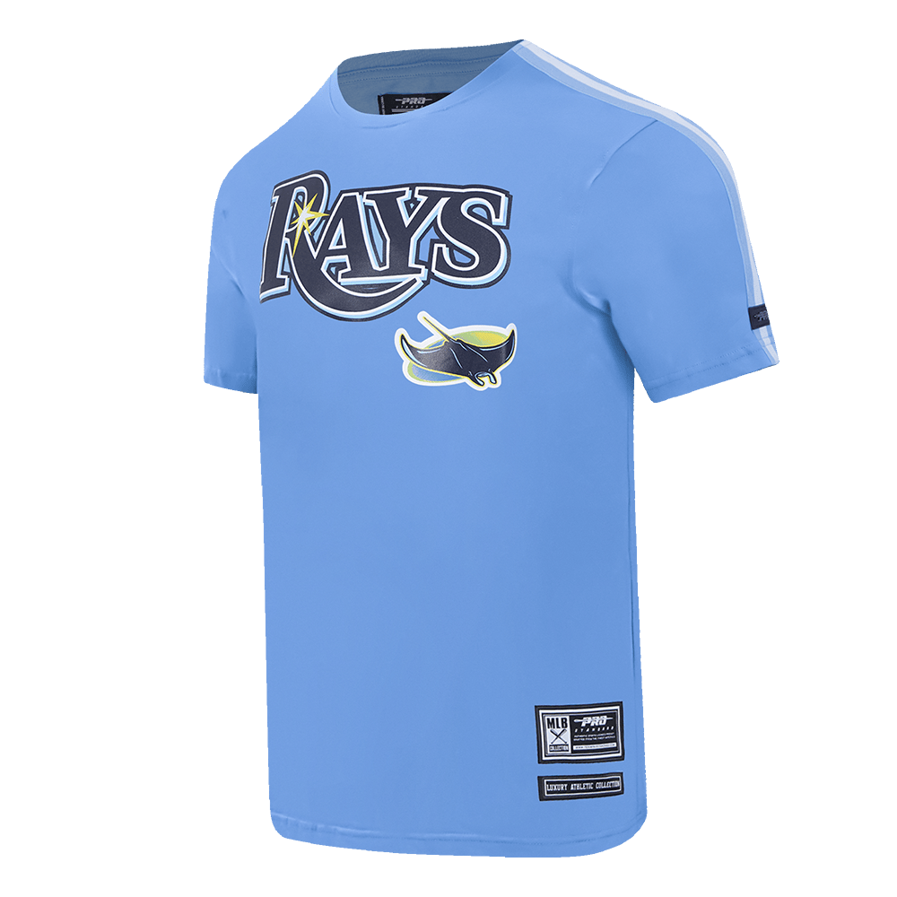MLB TAMPA BAY RAYS CLASSIC MESH MEN'S SINGLE JERSEY STRIPED TOP (UNIVERSITY BLUE)