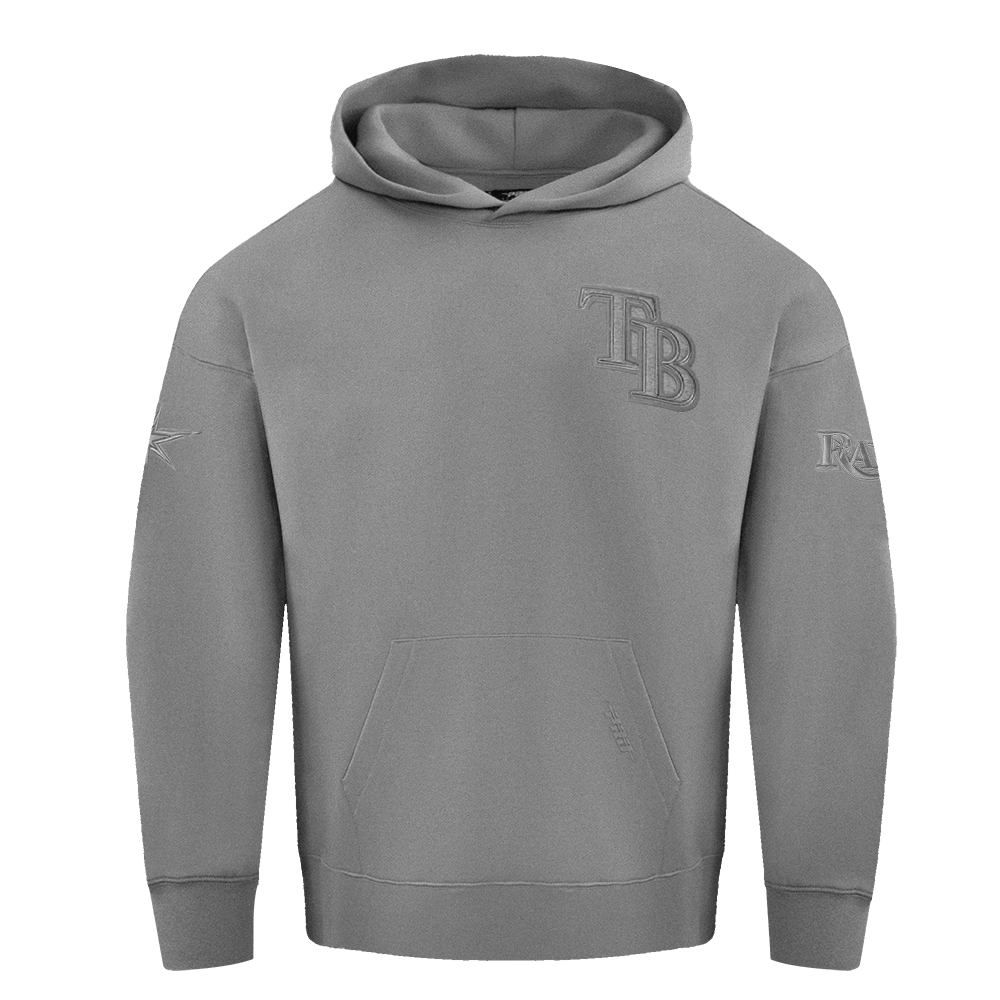 MLB TAMPA BAY RAYS SUDADERA CON CAPUCHA Y HOMBROS CAÍDOS PARA HOMBRE, COLOR NEUTRO (GRIS OSCURO MELANGE)