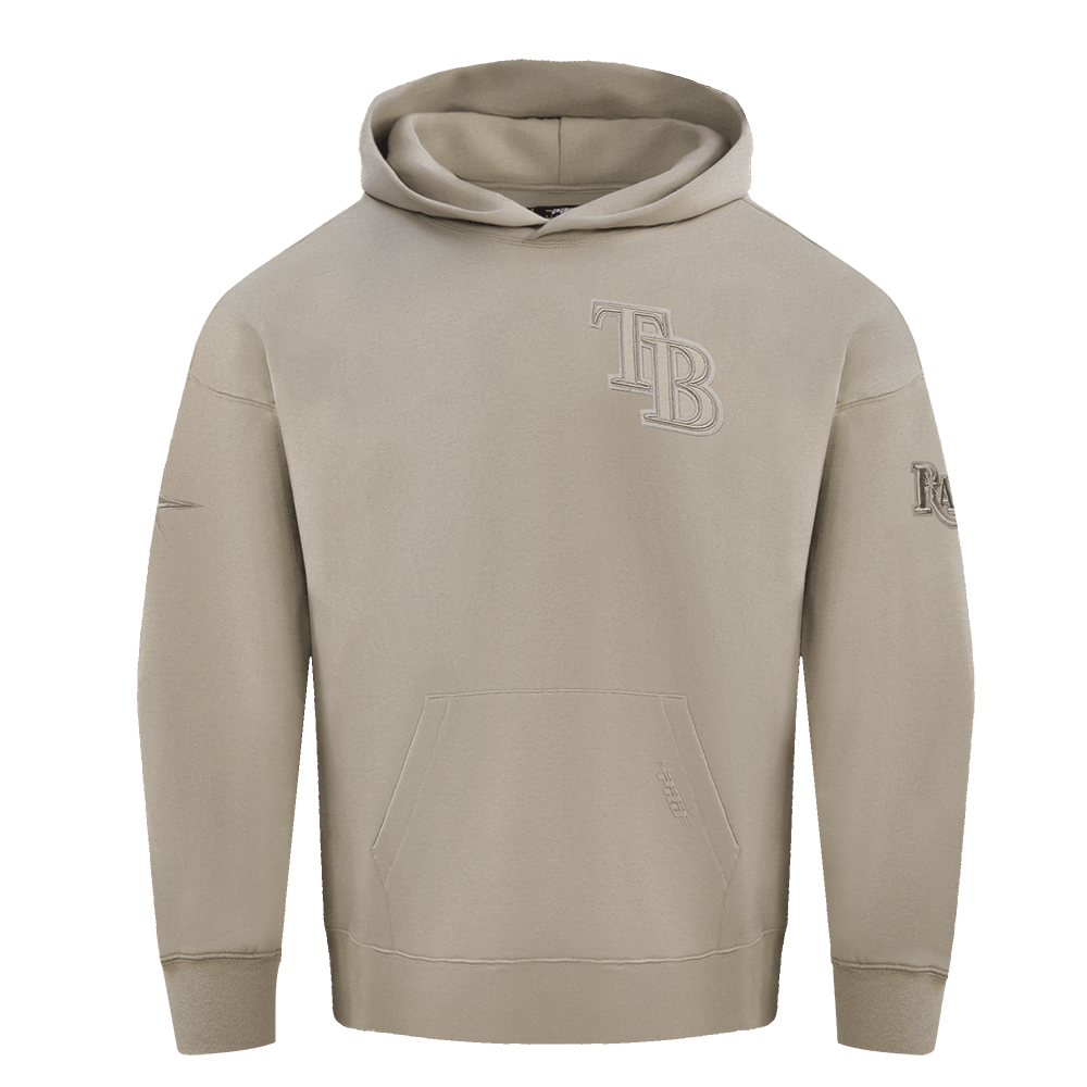 MLB TAMPA BAY RAYS NEUTRAL MEN'S DROP SHOULDER PULLOVER HOODIE (TAUPE)