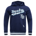 MLB TAMPA BAY RAYS SCRIPT TAIL MEN'S RIB FLEECE PULLOVER HOODIE (MIDNIGHT NAVY)