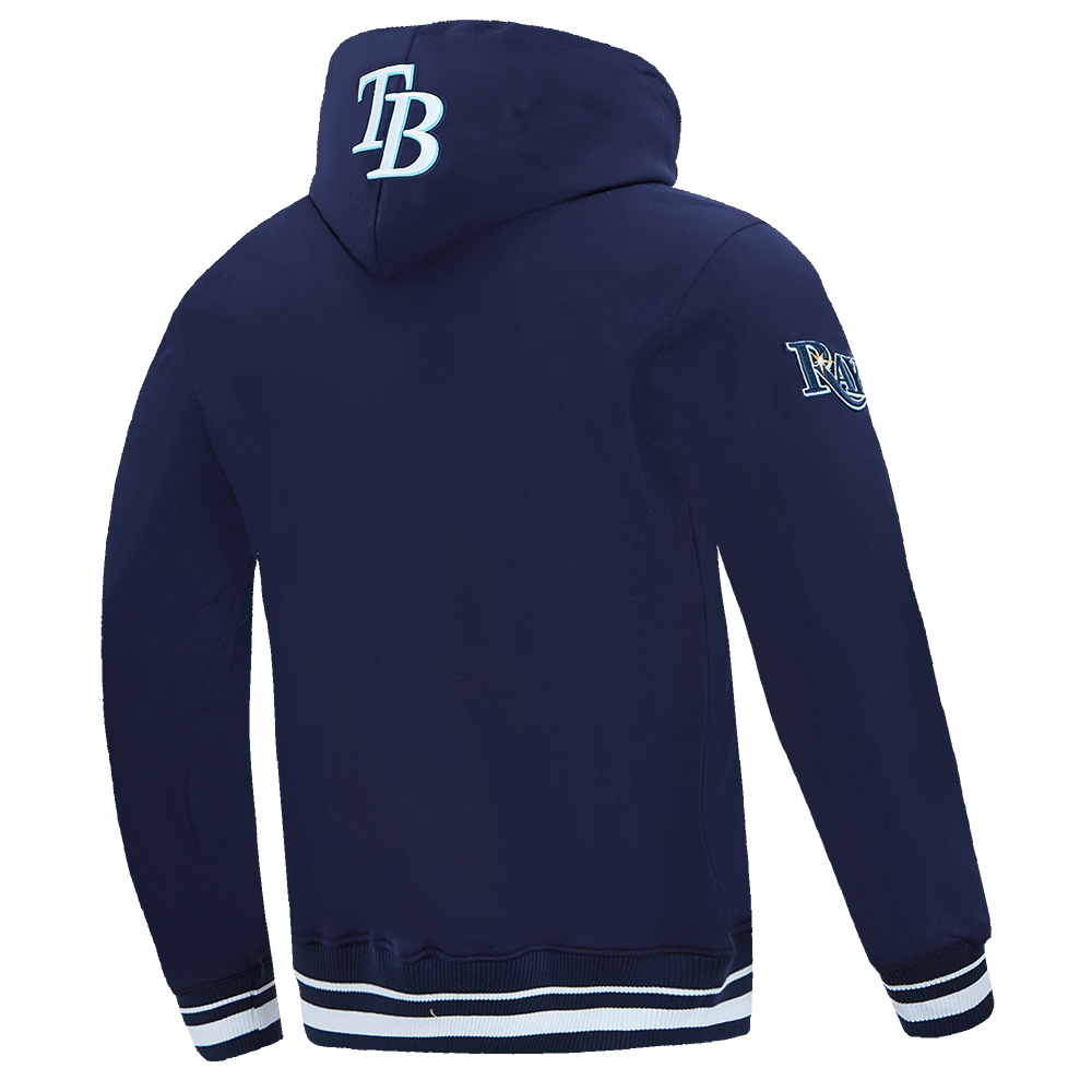 MLB TAMPA BAY RAYS SCRIPT TAIL MEN'S RIB FLEECE PULLOVER HOODIE (MIDNIGHT NAVY)