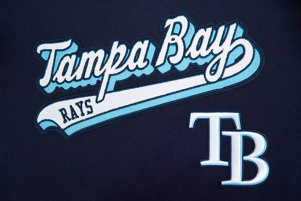 MLB TAMPA BAY RAYS SCRIPT TAIL MEN'S RIB FLEECE PULLOVER HOODIE (MIDNIGHT NAVY)