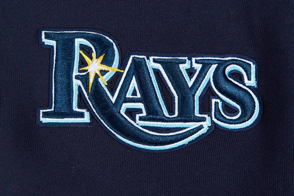 MLB TAMPA BAY RAYS SCRIPT TAIL MEN'S RIB FLEECE PULLOVER HOODIE (MIDNIGHT NAVY)