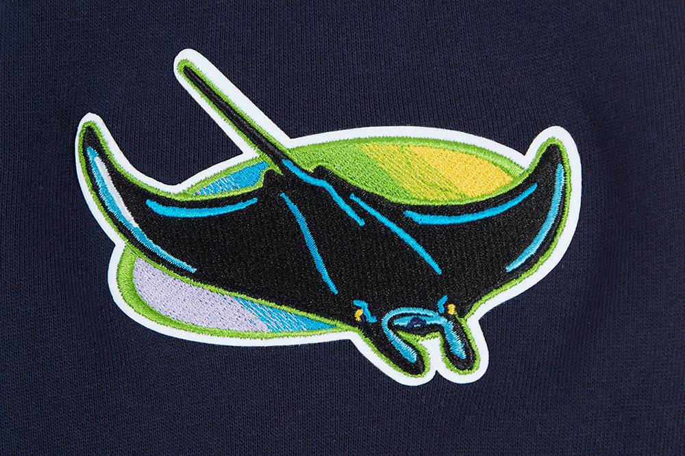 MLB TAMPA BAY RAYS SCRIPT TAIL MEN'S RIB FLEECE PULLOVER HOODIE (MIDNIGHT NAVY)