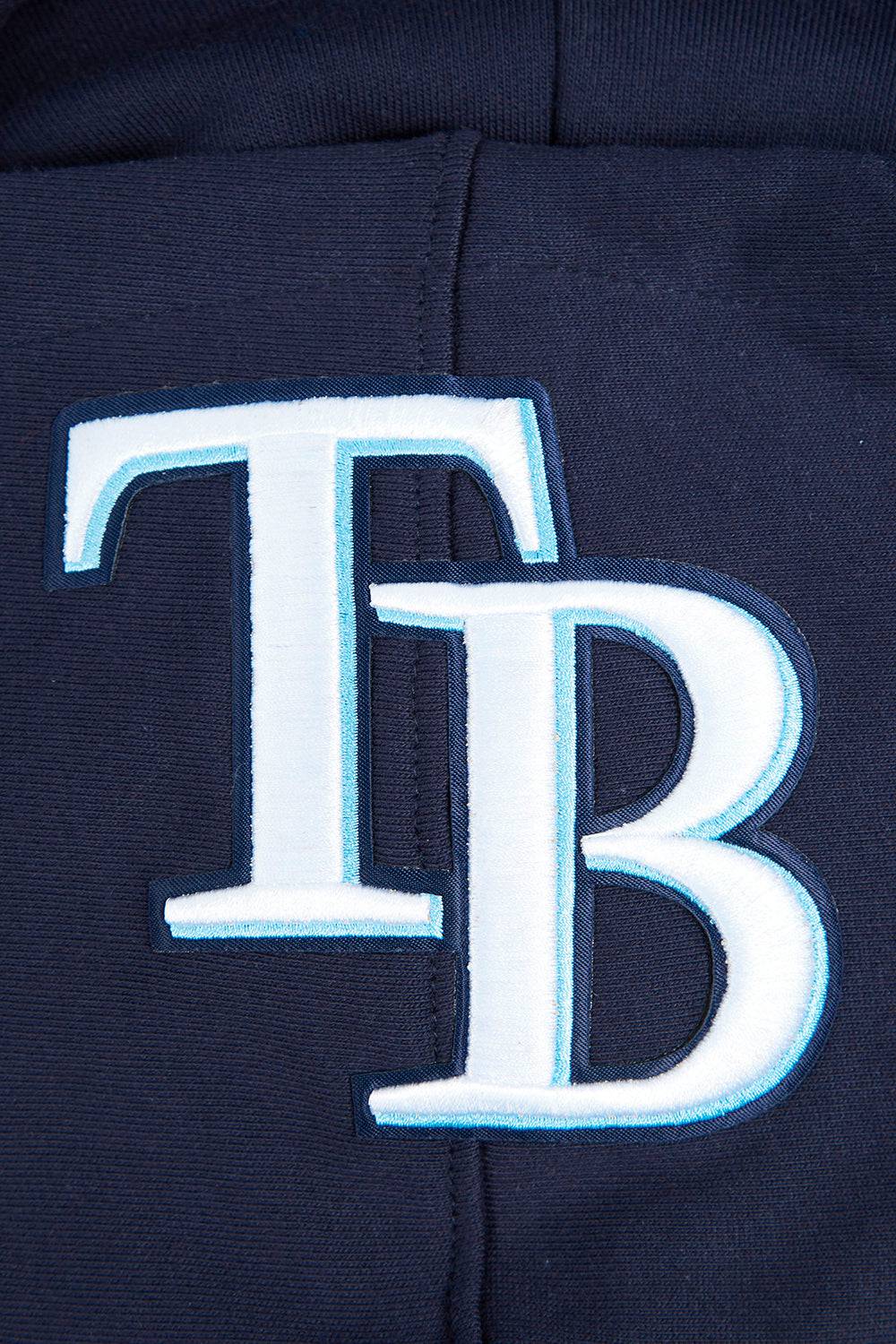 MLB TAMPA BAY RAYS SCRIPT TAIL MEN'S RIB FLEECE PULLOVER HOODIE (MIDNIGHT NAVY)