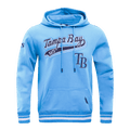 MLB TAMPA BAY RAYS SCRIPT TAIL MEN'S RIB FLEECE PULLOVER HOODIE (UNIVERSITY BLUE)