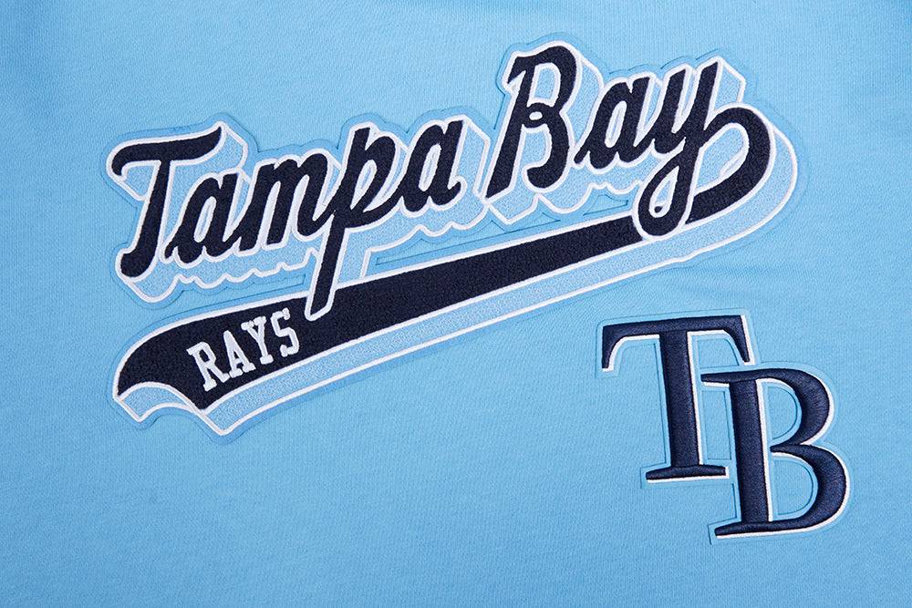 MLB TAMPA BAY RAYS SCRIPT TAIL MEN'S RIB FLEECE PULLOVER HOODIE (UNIVERSITY BLUE)