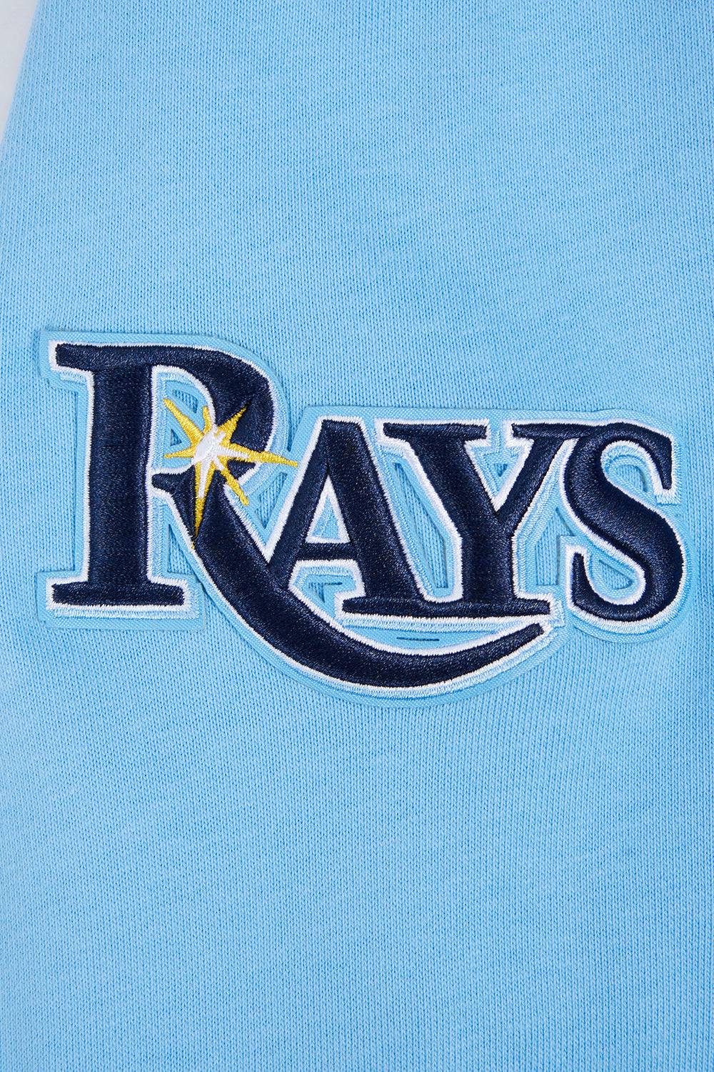 MLB TAMPA BAY RAYS SCRIPT TAIL MEN'S RIB FLEECE PULLOVER HOODIE (UNIVERSITY BLUE)