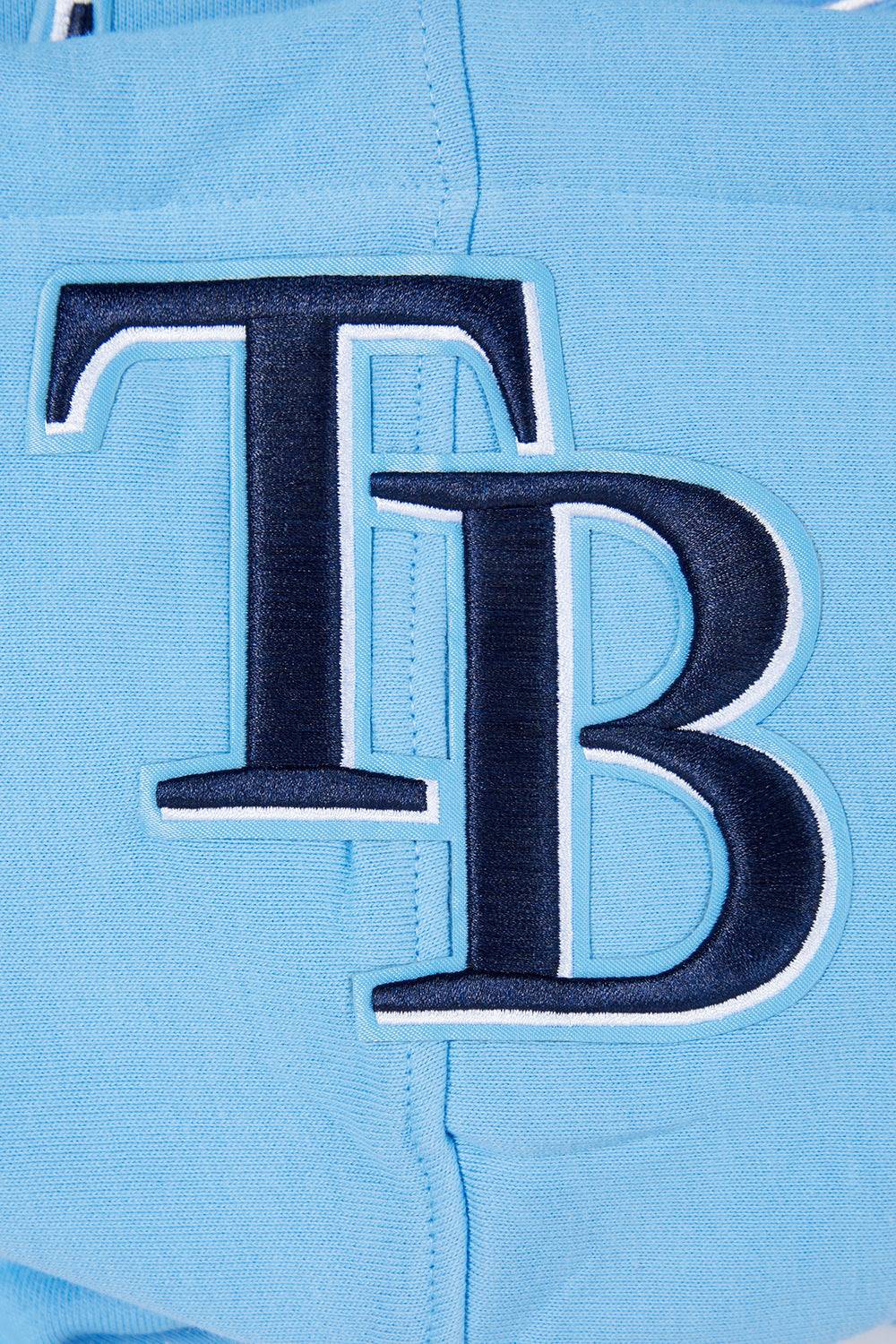 MLB TAMPA BAY RAYS SCRIPT TAIL MEN'S RIB FLEECE PULLOVER HOODIE (UNIVERSITY BLUE)