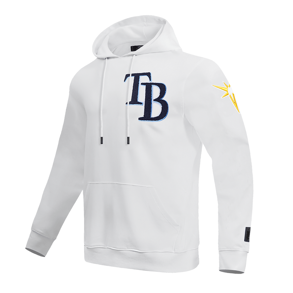 MLB TAMPA BAY RAYS CLASSIC CHENILLE MEN'S PULLOVER HOODIE (WHITE)