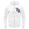 MLB TAMPA BAY RAYS CLASSIC CHENILLE MEN'S FULL ZIP PULLOVER HOODIE (WHITE)
